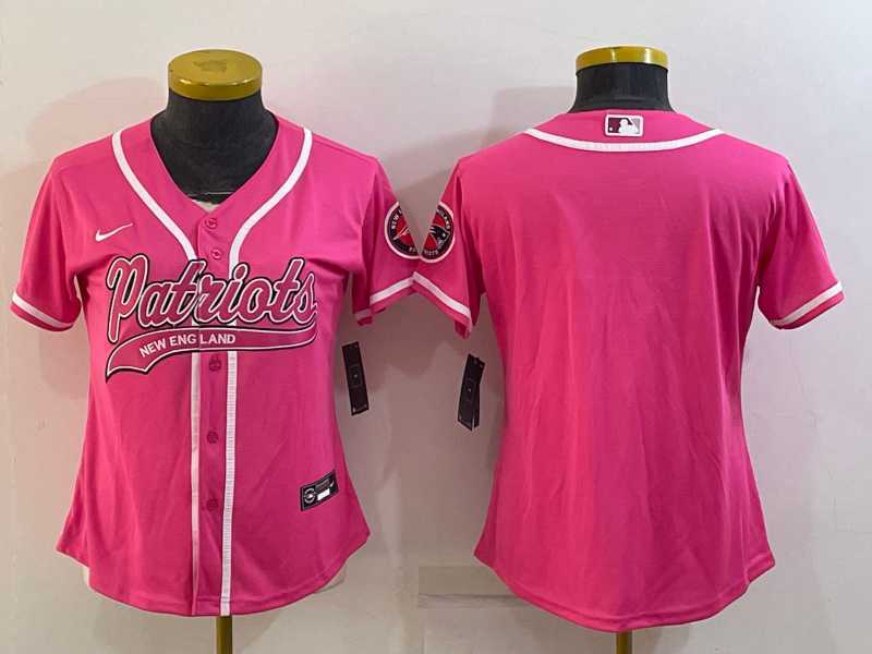 Womens New England Patriots Blank Pink With Patch Cool Base Stitched Baseball Jersey